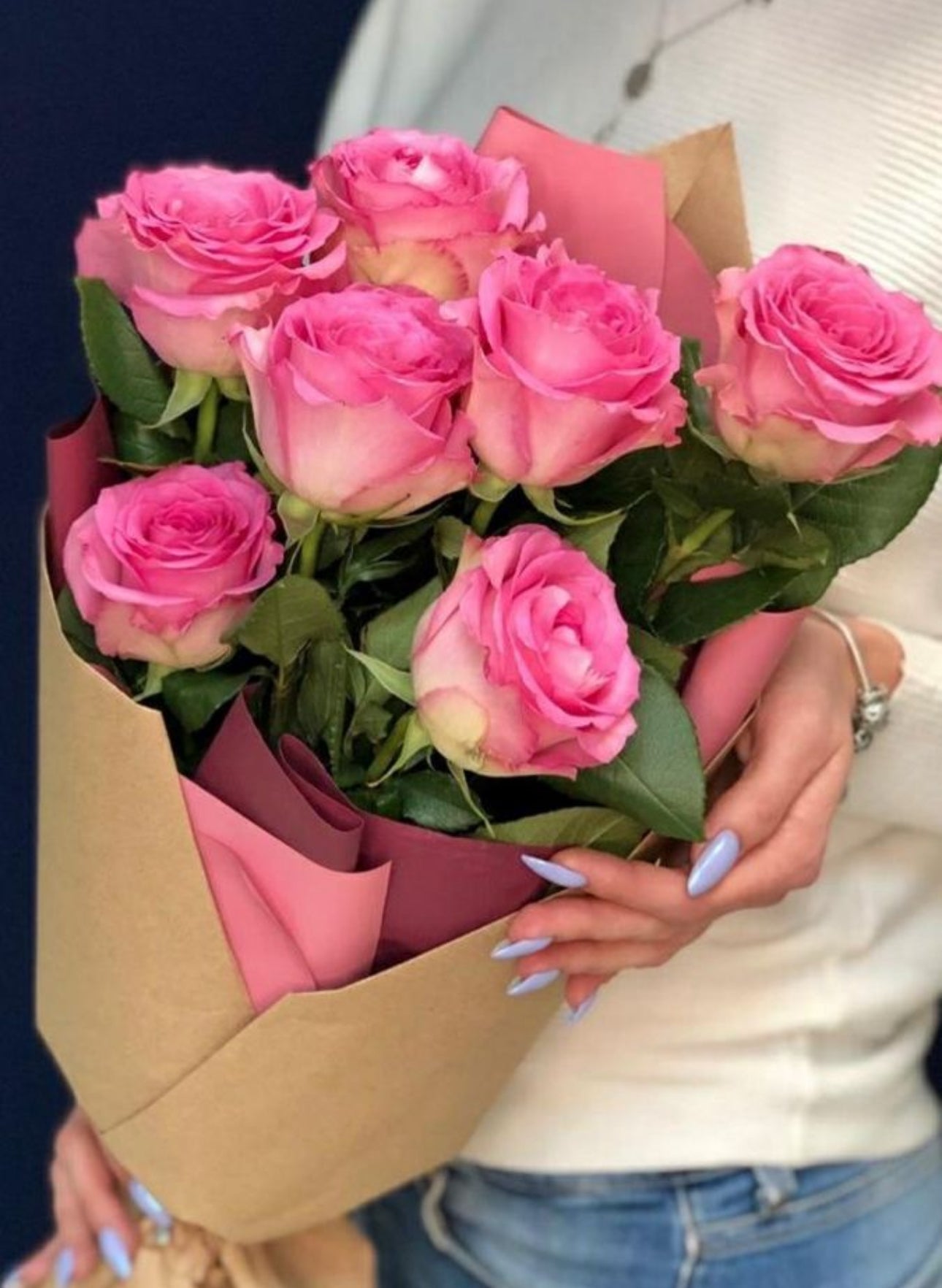 Pink Roses Bouquet - The Bloom Room 
