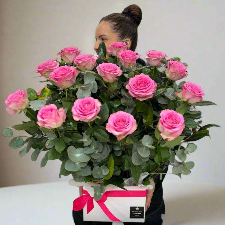 Roses Boxed Arrangement - The Bloom Room 