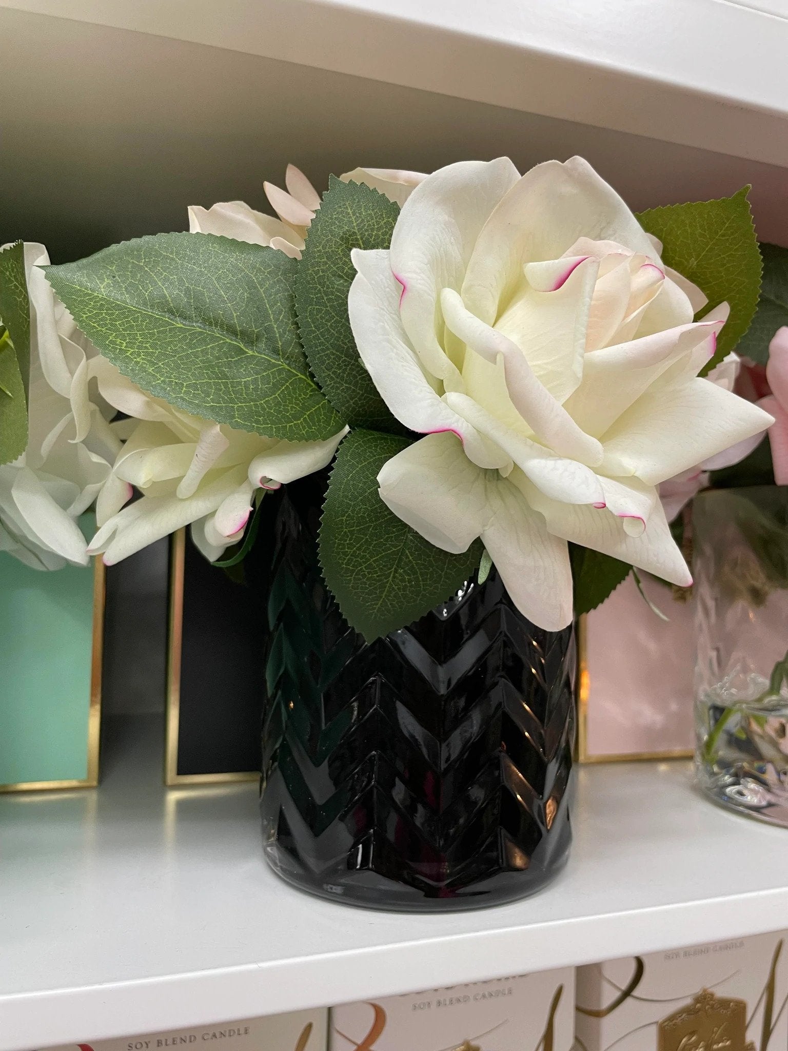 COTE NOIRE HERRINGBONE VASE & FIVE ROSES DIFFUSER - The Bloom Room 